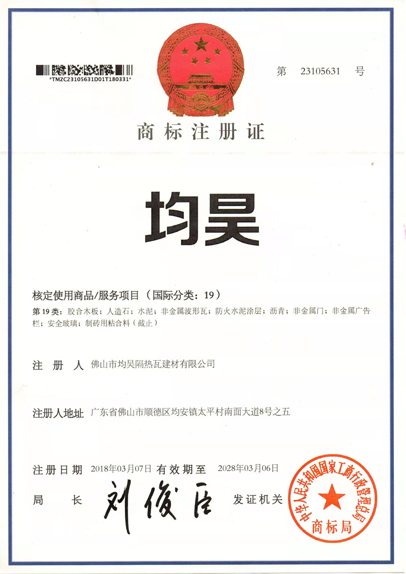 商標(biāo)注冊(cè)證